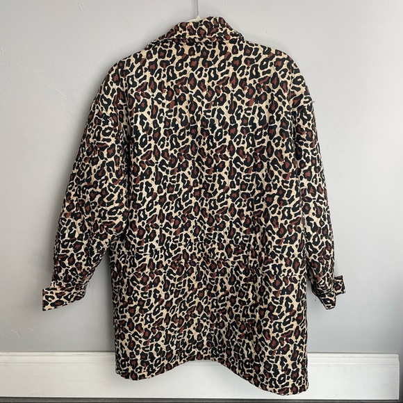 Euro Joy Zip Up Silk Blend Button Up Animal Print Jacket Collar Drawstring Med - Picture 9 of 14